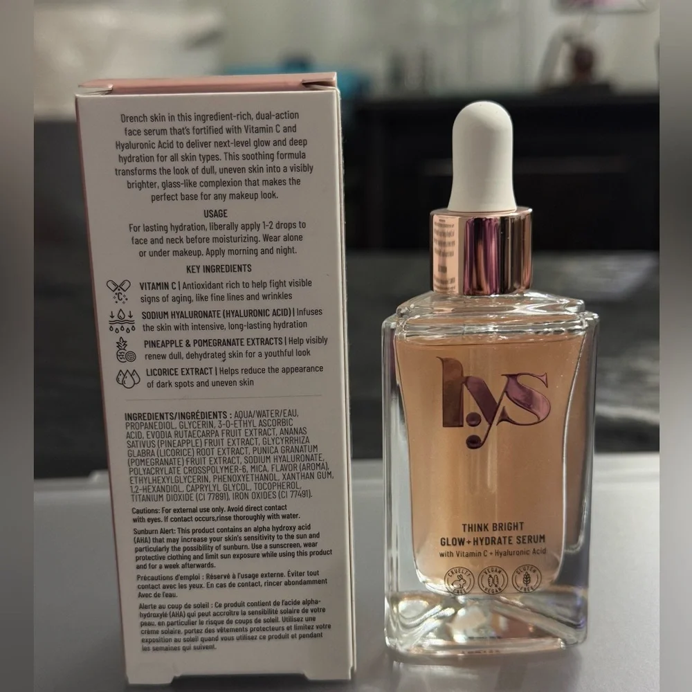LYS BEAUTY THINK BRIGHT GLOW + HYDRATE SERUM WITH VITAMIN C & HYALURONIC ACID